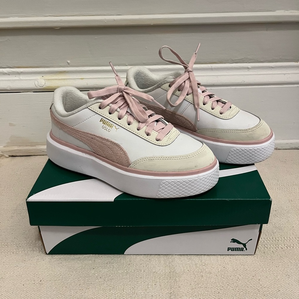 Puma Women's CA Pro Luxe Soft Pink and Cream Platform Sneakers
